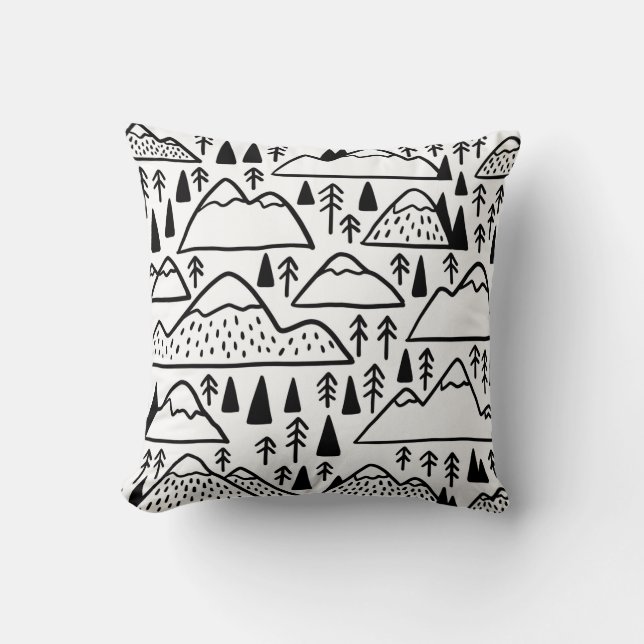 Hand drawn mountains set. collection with mountain cushion (Front)