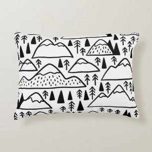 Hand drawn mountains set. collection with mountain decorative cushion