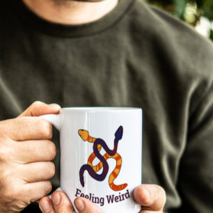 Hand drawn multicoloured funny snakes design coffee mug