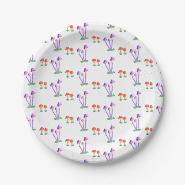 Hand-Drawn Mushroom Plates (Front)