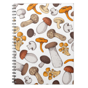 Hand-drawn mushrooms: food background. notebook