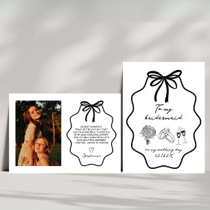 Hand Drawn My Bridemaid On My Wedding Day Photo Invitation