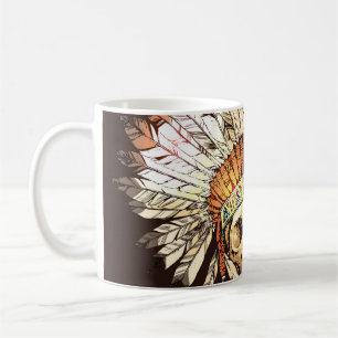 Hand Drawn Native American Indian Headdress With H Coffee Mug