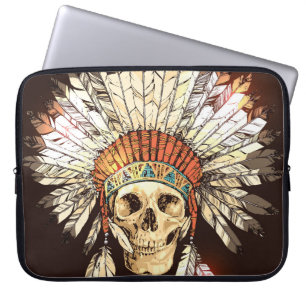 Hand Drawn Native American Indian Headdress With H Laptop Sleeve