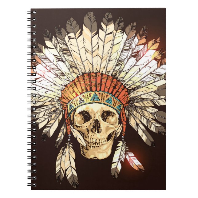 Hand Drawn Native American Indian Headdress With H Notebook (Front)