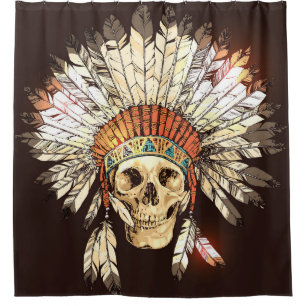 Hand Drawn Native American Indian Headdress With H Shower Curtain