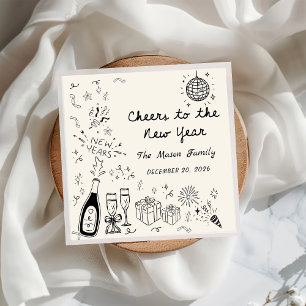 Hand Drawn New Year's Eve Party Napkins