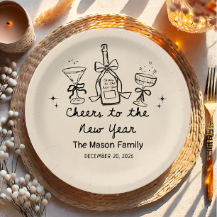 Hand Drawn New Year's Eve Party Paper Plates 