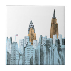 Hand Drawn New York City, NY Ceramic Tile
