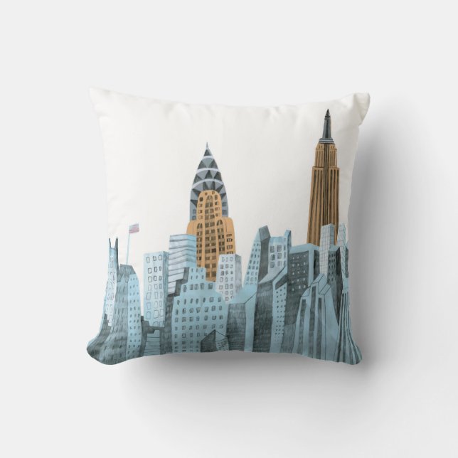 Hand Drawn New York City, NY Cushion (Front)