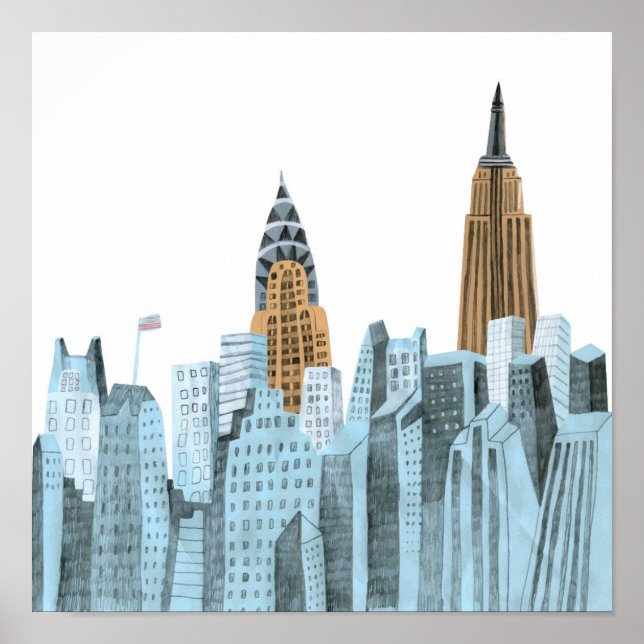 Hand Drawn New York City, NY Poster (Front)