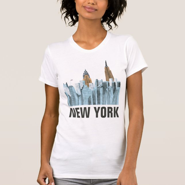 Hand Drawn New York City, NY T-Shirt (Front)