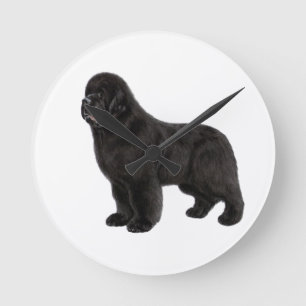 Hand Drawn Newfoundland Dog Artwork Round Clock