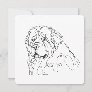 Hand Drawn Newfoundland Minimalist Line Art Invitation