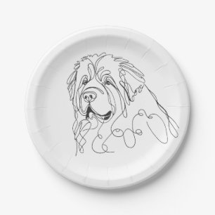 Hand Drawn Newfoundland Minimalist Line Art Paper Plate