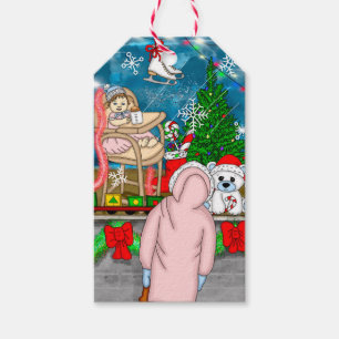 Hand drawn Nostalgic Christmas Window Display Gift Tags