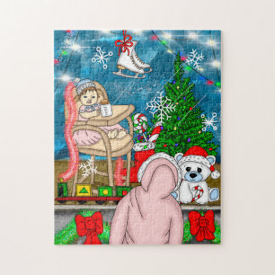 Hand drawn Nostalgic Christmas Window Display Jigsaw Puzzle