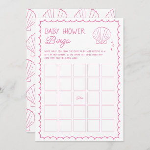 Hand Drawn Ocean Seashell Baby Shower Bingo Game Invitation