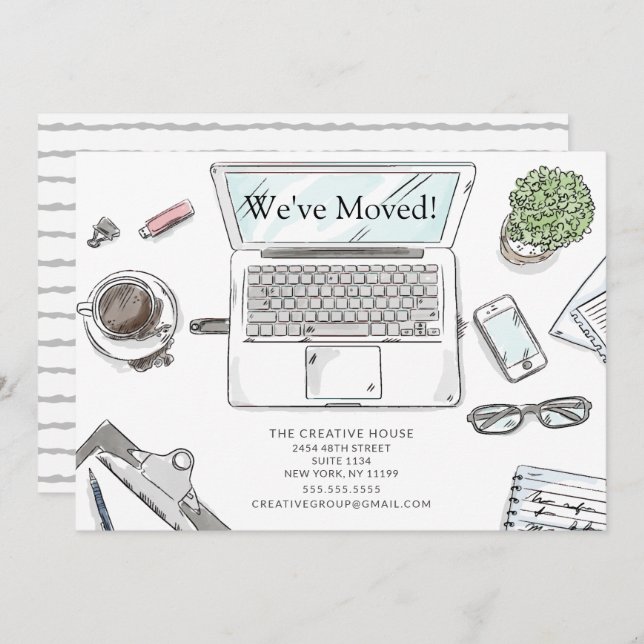 Hand Drawn Office Moving Announcement (Front/Back)
