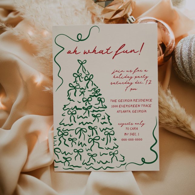 Hand Drawn Oh What Fun Christmas Party Invitation (Creator Uploaded)