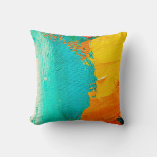 Hand drawn oil painting. Abstract art background. Cushion