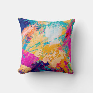 Hand drawn oil painting. Abstract art background. Cushion