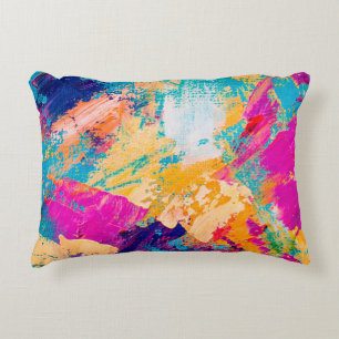 Hand drawn oil painting. Abstract art background. Decorative Cushion