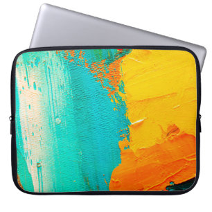 Hand drawn oil painting. Abstract art background. Laptop Sleeve