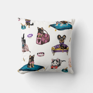 Hand drawn oil painting cute cartoon seamless patt cushion