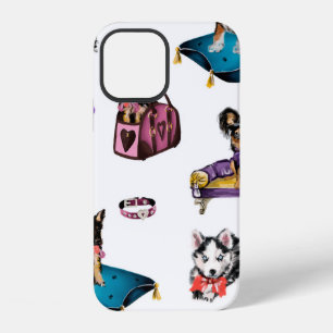 Hand drawn oil painting cute cartoon seamless patt iPhone 12 case