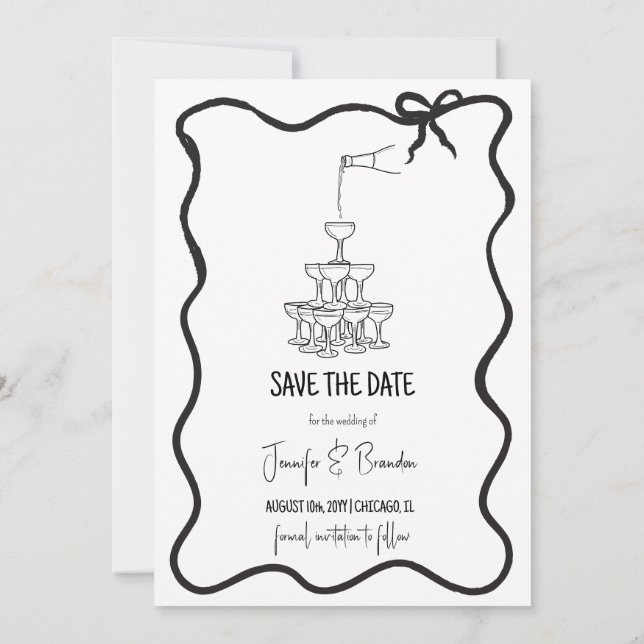 Hand Drawn Old Money Save the Date Photo Invitation (Back)