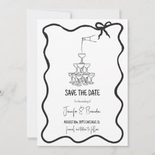 Hand Drawn Old Money Save the Date Photo Invitation