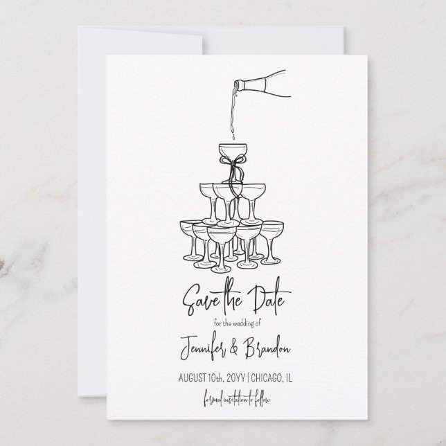 Hand Drawn Old Money Save the Date Photo Invitation (Back)