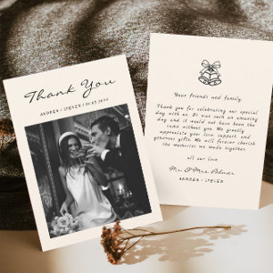 Hand Drawn Old Money Wedding Thank You Card