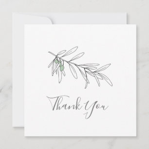 Hand Drawn Olive Leaves   Thank You Card