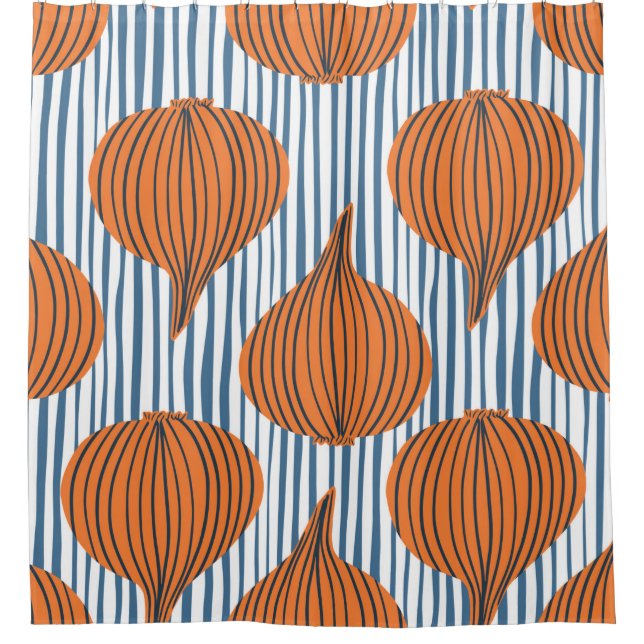 Hand drawn onion bulb vegetable wallpaper. Modern  Shower Curtain (Front)