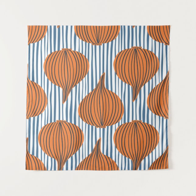 Hand drawn onion bulb vegetable wallpaper. Modern  Tapestry (Front)