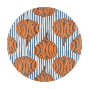 Hand-drawn onion bulbs, organic wallpaper cutting board