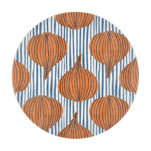 Hand-drawn onion bulbs, organic wallpaper cutting board (Front)