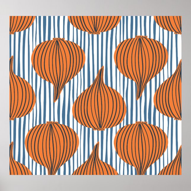 Hand-drawn onion bulbs, organic wallpaper poster (Front)