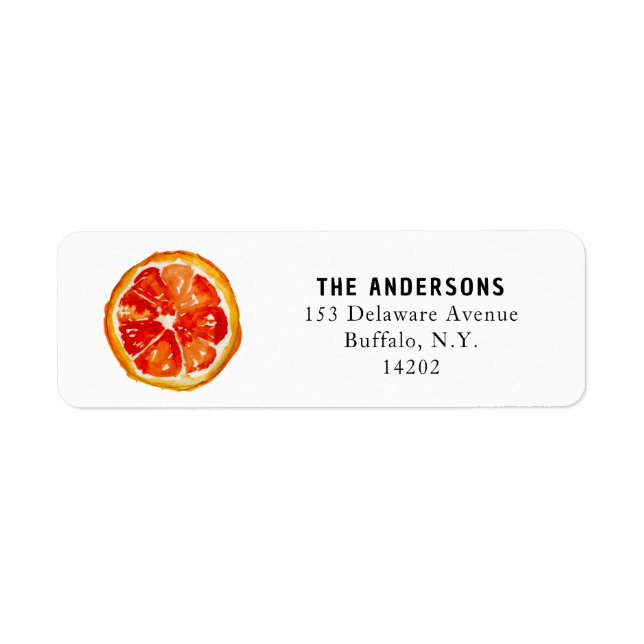 Hand-Drawn Orange Cute Citrus Return Address  Label (Front)
