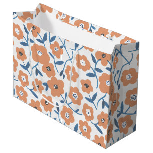 Hand-drawn Orange Wildflowers Large Gift Bag