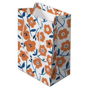 Hand-drawn Orange Wildflowers Medium Gift Bag