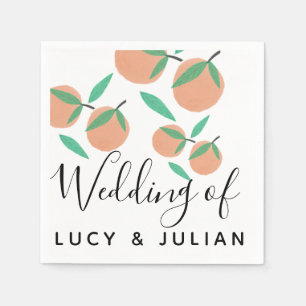 Hand Drawn Oranges Botanical Citrus Wedding  Napkin