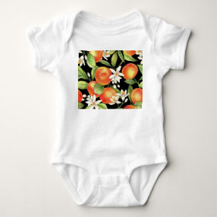 Hand Drawn Oranges: Floral Illustration. Baby Bodysuit