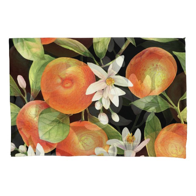 Hand Drawn Oranges: Floral Illustration. Pillowcase (Front)