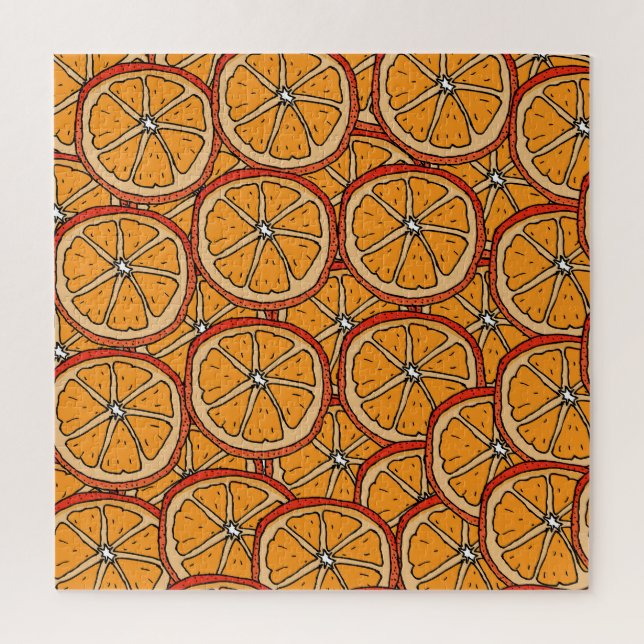 Hand Drawn Oranges: Seamless Jigsaw Puzzle (Vertical)