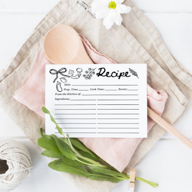 Hand Drawn Organic vegetables Recipe Card (Creator Uploaded)