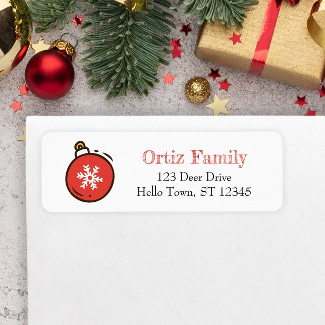 Hand-drawn Ornament, Christmas Label Return Address Label (Christmas Ornament Address Label)