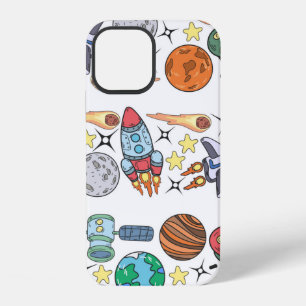 Hand-drawn Outer Space Doodles. Vintage iPhone 12 Case